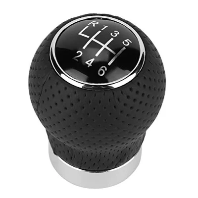 Afbeelding van 5Speed / 6Speed Gear Knob, Universal Car Knob Stick Zwart lederen hoofd Shifter Hanldle Hever 6 speed Standaard