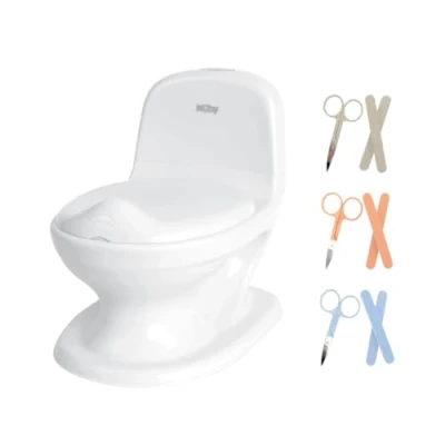 Afbeelding van Nûby My Real Potty met realistisch afvoergeluid &amp; babynagelverzorgingsset (kleur niet selecteerbaar: roze, grijs of blauw) promotiepakket