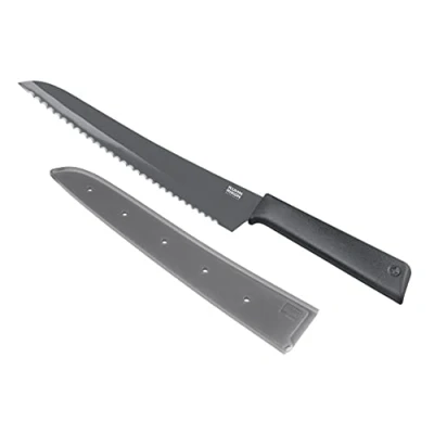 Afbeelding van KUHN RIKON COLORI+ Broodmes gekarteld lemmet met mesbescherming, anti aanbaklaag, roestvrij staal, 32,5 cm, grijs, staal