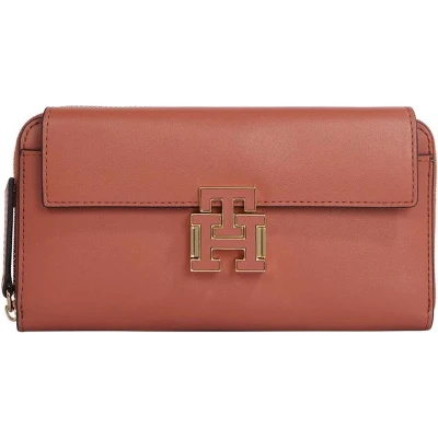 Afbeelding van Tommy Hilfiger Pushlock leather large za portemonnee dames tan