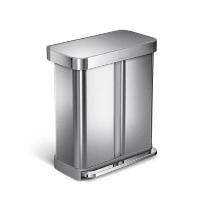 Afbeelding van Pedaalemmer simplehuman Rectangular Liner Pocket RVS Zilver 58L