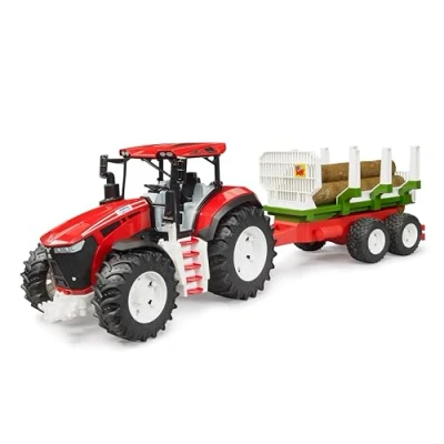 Afbeelding van Tractor Roadmax Met Achteraanhanger En 3 Boomstammen
