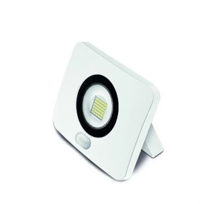 Afbeelding van 10W LED Schijnwerper Flat PIR Sensor IP65 1000 Lumen Koud Wit