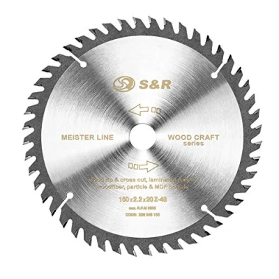 Afbeelding van S&amp;R cirkelzaagblad 160mm x 20mm 2,2 mm &quot;Wood Craft&quot; verkleiningsring 16mm, zaagblad voor professionele kwaliteit hout (48 tanden)
