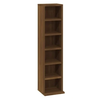 Afbeelding van vidaXL cd kast 21x20x88 cm bewerkt hout bruin eikenkleur, houten kast, opbergkast, opbergmeubel, rek, mediakast, boekenkast, kasten