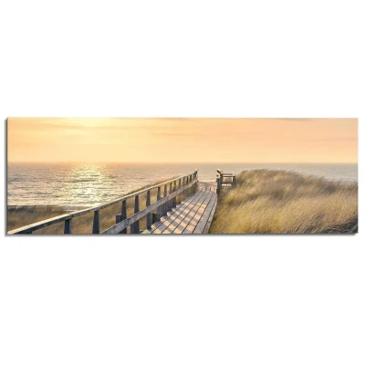 Afbeelding van Schilderij Strandpad 52x156 cm Beige Hout
