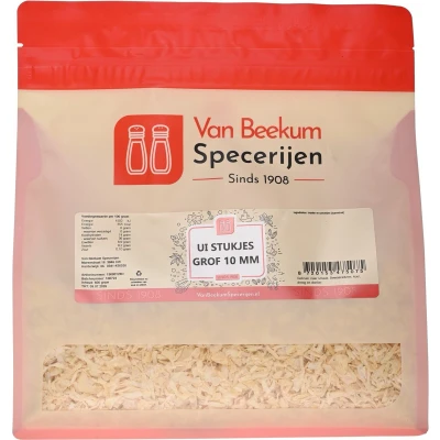 Afbeelding van Van Beekum Specerijen Ui Stukjes Grof 10 mm 600 gram (hersluitbare stazak)