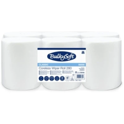 Afbeelding van BulkySoft Midi Poetsrol 1 laags Cellulose coreless 280m 6 rollen
