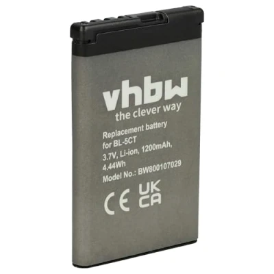 Afbeelding van vhbw 1x accu vervangt Nokia BL 5CT voor smartphone mobiele telefoon (1200mAh, 3,7V, Li Ion)