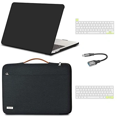 Afbeelding van TECOOL Case voor MacBook Pro 13 13.3 inch 2016 2020 (Model: A2338 M1/A2289/A2251/A1706/A1989/A2159) Touch ID,Plastic Harde &amp; Laptop Sleeve Toetsenbord Cover Usb Adapter Zwart