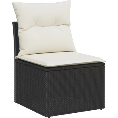 Afbeelding van vidaXL 8 delige tuinsofa set met kussens zwart poly rattan acacia