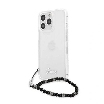 Afbeelding van Guess PC Script Back Case Transparant Geschikt voor Apple iPhone 13 Pro (6.1&quot;) Zwarte Parels