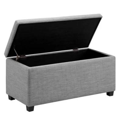 Afbeelding van Amazon Basics Halbank en poef met opslagruimte, gevoerd, rechthoekig, lichtgrijs, polyester, 42 x 91 43 cm (b d h)