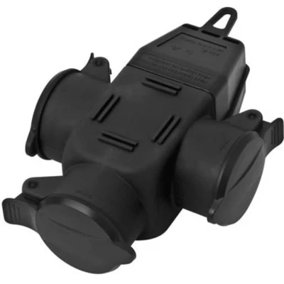 Afbeelding van interBär 9007 004.01 3 voudige koppeling Rubber 230 V Zwart IP44