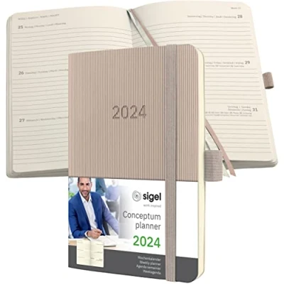 Afbeelding van Weekagenda Conceptum A6 2024 (NL/FR/EN/DU) taupe Softcover