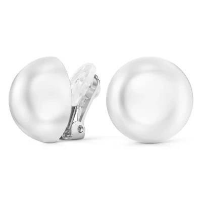 Afbeelding van Traveller Clip Oorbellen Oorclips Dames Zilverkleurig Parels 16 mm Wit Pareloorclips 700216