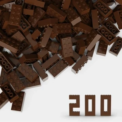 Afbeelding van 2 x 4 klassieke bulk baksteenblok, 200 stuks bruine bouwstenen, compatibel met LEGO 3001 onderdelen en onderdelen, creatieve set grote merken (kleur: