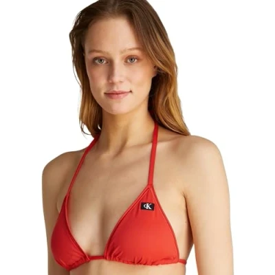 Afbeelding van Calvin Klein Swimwear Triangle Bikinitop, Dames, Maat: XL, Flaming chili