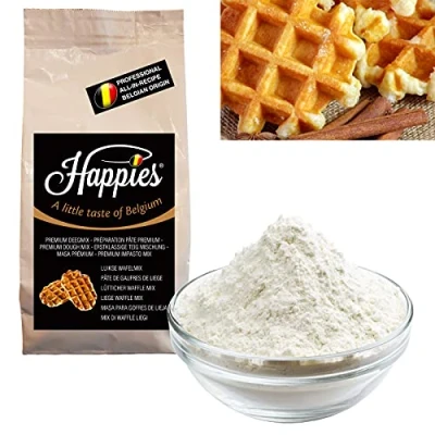 Afbeelding van Happies bakmix 1 Kg, kant en klare bakmix, wafelmix voor Belgische Luikse wafels (Gaufre de Liège), wafelmix, wafelbeslag, makkelijk te bereiden door enkel toevoeging van water