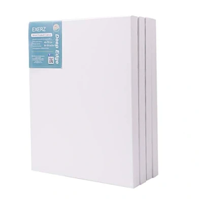 Afbeelding van EXERZ 40x50cm Voorgespannen schildersdoeken 4pk Deep Edge 3.8cm Dikke 380GSM Pre Stretched 100% Katoen/Blank/Triple Primed/Zuurvrij/Medium Grain//Acrylverf, Olieverf (40x50cm 4pk)