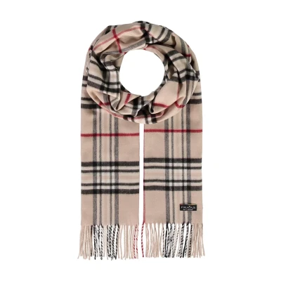 Afbeelding van Fraas Plaid Cashmink Sjaal, Dames, Maat: One Size, Beige