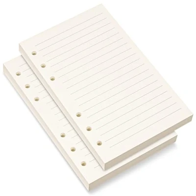 Afbeelding van A6 navulpapier, gelinieerd papier, 6 gaten geperforeerd voor Filofax persoonlijke bindplanner, 8 mm gelijnd losbladig 80 vellen/160 gelijnde pagina&#039;s, 4,1 x 6,6 inch, beige (2)