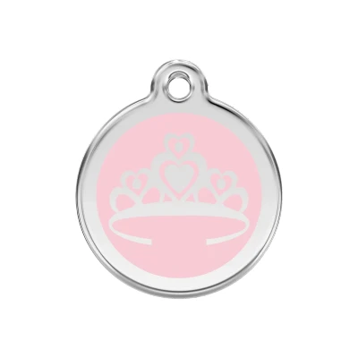 Afbeelding van Crown Pink roestvrijstalen hondenpenning medium/gemiddeld dia. 3 cm RedDingo