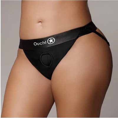 Afbeelding van Vibrating Strap on Panty Harness with Open Back XL/XXL Black