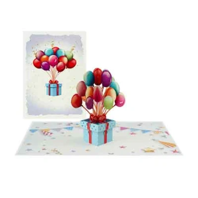 Afbeelding van Wenskaart Kiriori 3D Cadeautje Ballon met Envelop