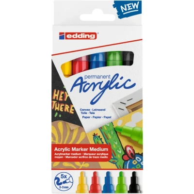Afbeelding van edding 5100 Acrylic Marker set Basic 5 ST 2 3mm / 4 5000