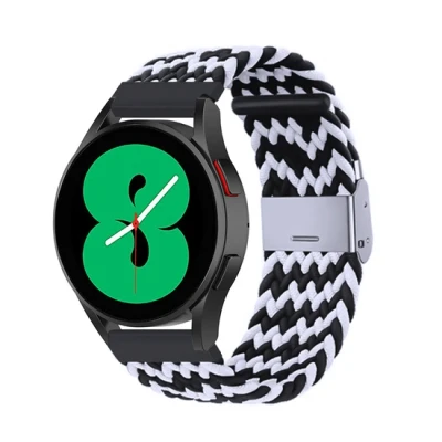 Afbeelding van Braided nylon bandje Zwart / wit Xiaomi Redmi Watch 5 Active Lite