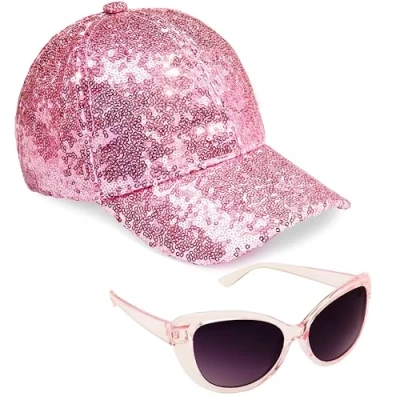 Afbeelding van CityComfort Meisjes Cap en Zonnebril Set, Baseball UV Zonnebril, roze, One size