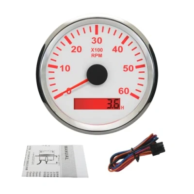 Afbeelding van ELING Tachymeter, waterdicht, toerenteller, rpm, met urenteller, 0 6000 omw/min, 85 mm, 9 32 V, achtergrondverlichting