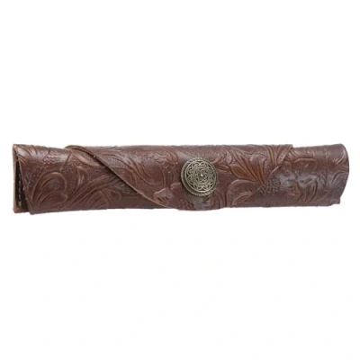Afbeelding van MiOYOOW lederen pennenetui, etui pennenetui vintage penhouder vulpen tas handgemaakte fontein voor school kantoor dagelijks gebruik, Gesneden koffiekleur, Classique