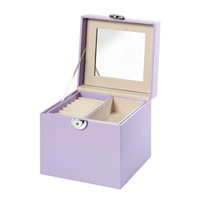 Afbeelding van Clauss BC 10050 Fluwelen sieradendoosje spiegel in deksel cadeau PU leer 15 x cm