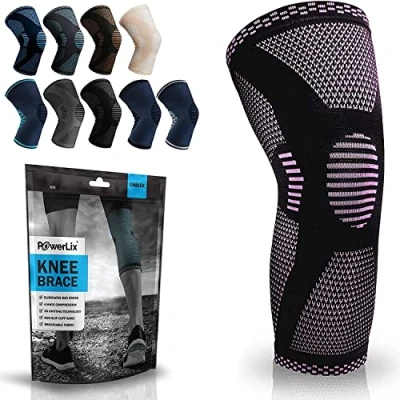 Afbeelding van POWERLIX kniebrace voor vrouwen/mannen, compressie kniebandage meniscusscheur, artritis, Linddert kniepijn, ACL, hardlopen, gewichtheffen, basketbal, volleybal, sport, Roze S