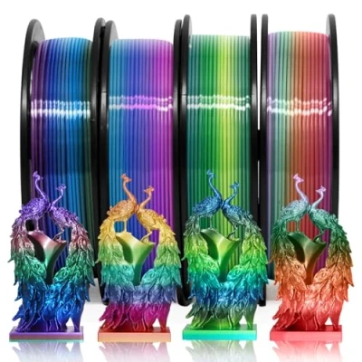 Afbeelding van YOUSU Zijde Glanzende 4 Soorten Regenboog Multi Kleur Snelle Kleurverandering PLA in 1 3D Printer Filament Bundle, 1.75mm, 250g/Spoel, Spoelen Printing Filament,