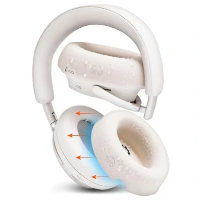 Afbeelding van WC SweatZ QC Ultra V2 Gepatenteerde beschermende oorkussenhoezen voor Bose QuietComfort van Wicked Cushions Past niet op andere hoofdtelefoons White Smoke