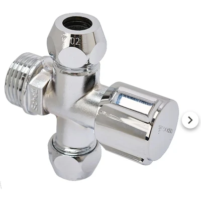 Afbeelding van Schell hoekstopkraan met dubble uitloop en rozet 10mm x 1/2&quot; buitendraad chroom