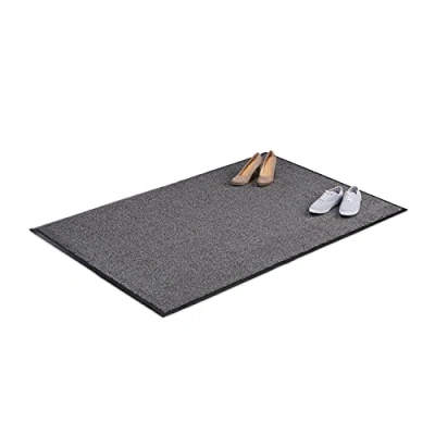 Afbeelding van Relaxdays schoonloopmat, extra dun, 120 x 180 cm, deurmat binnen, grote droogloopmat, voetmat, zwart grijs