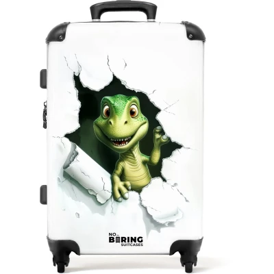 Afbeelding van NoBoringSuitcases.com® Kinderkoffer groot Kindertrolley koffer Dinosaurus Scheur Rolkoffer lichtgewicht Reiskoffer met 4 wielen Grote trolley XL 20 kg bagage