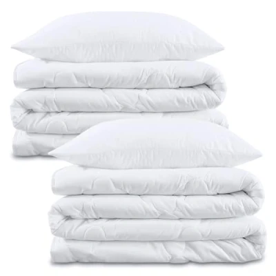 Afbeelding van dekbed all season 140 X 200 cm slaapdeken warm Set: 2 wit met kussens 80X80