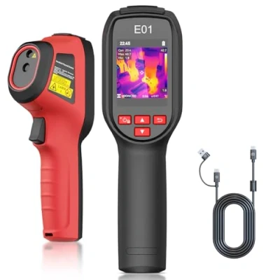 Afbeelding van HIKMICRO Thermische Camera E01, SuperIR 240x240, 20 Hz vernieuwingsfrequentie, draagbare warmtebeeldcamera met laseraanwijzer, batterijduur van 8 uur, bereik 4F 752F