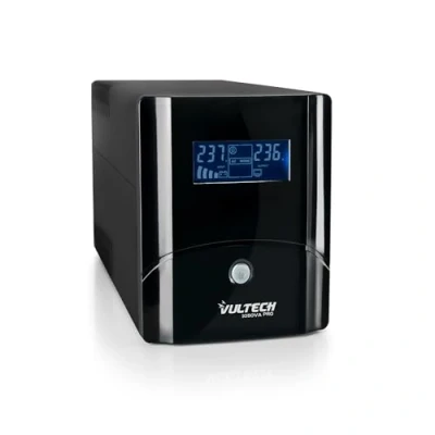 Afbeelding van Vultech UPS1050VA PRO Line Interactive UPS 560 Watt LCD Display AVR 2 Schuko/Zipasso 1 uitgang IEC13 RJ11 USB, 1050 VA