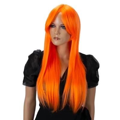 Afbeelding van CAISHA pruik Mardi Gras carnaval Cosplay partij lang haar oranje PHK4