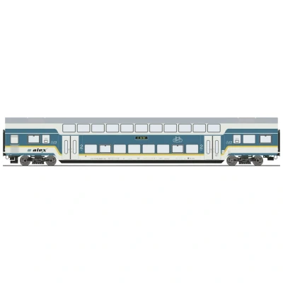 Afbeelding van Roco 6220104 H0 dubbeldeksrijtuig alex van Landenbahn GmbH 2e klas DBpz, treinbestemming: Hof Hbf