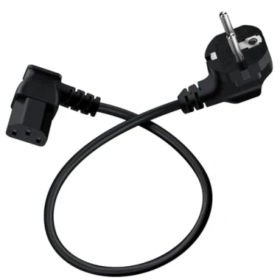 Afbeelding van HuaLiSiJi Stroomkabel 90 Graden Gebogen C13 Veiligheidscontact voor Kabel Type F (CEE 7/4) naar Stekker Computer, TV, Monitor, Projector (Zwart, 3m)