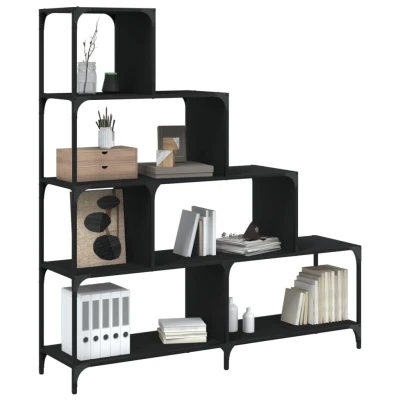 Afbeelding van Boekenkast 4 laags 139x33,5x149 cm bewerkt hout zwart