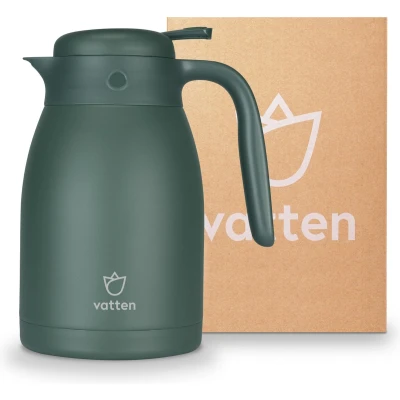Afbeelding van Vatten® Premium RVS Thermoskan Donkergroen 1.5 Liter Met Drukknop Isoleerkan
