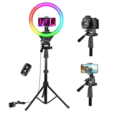 Afbeelding van UBeesize Ring Licht met Statief 67&quot; 170cm, 12&quot; RGB Ringlicht Selfie Ringlamp voor Live Streaming Fotografie Video